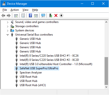 Windows Device Manager Safenet USB.png
